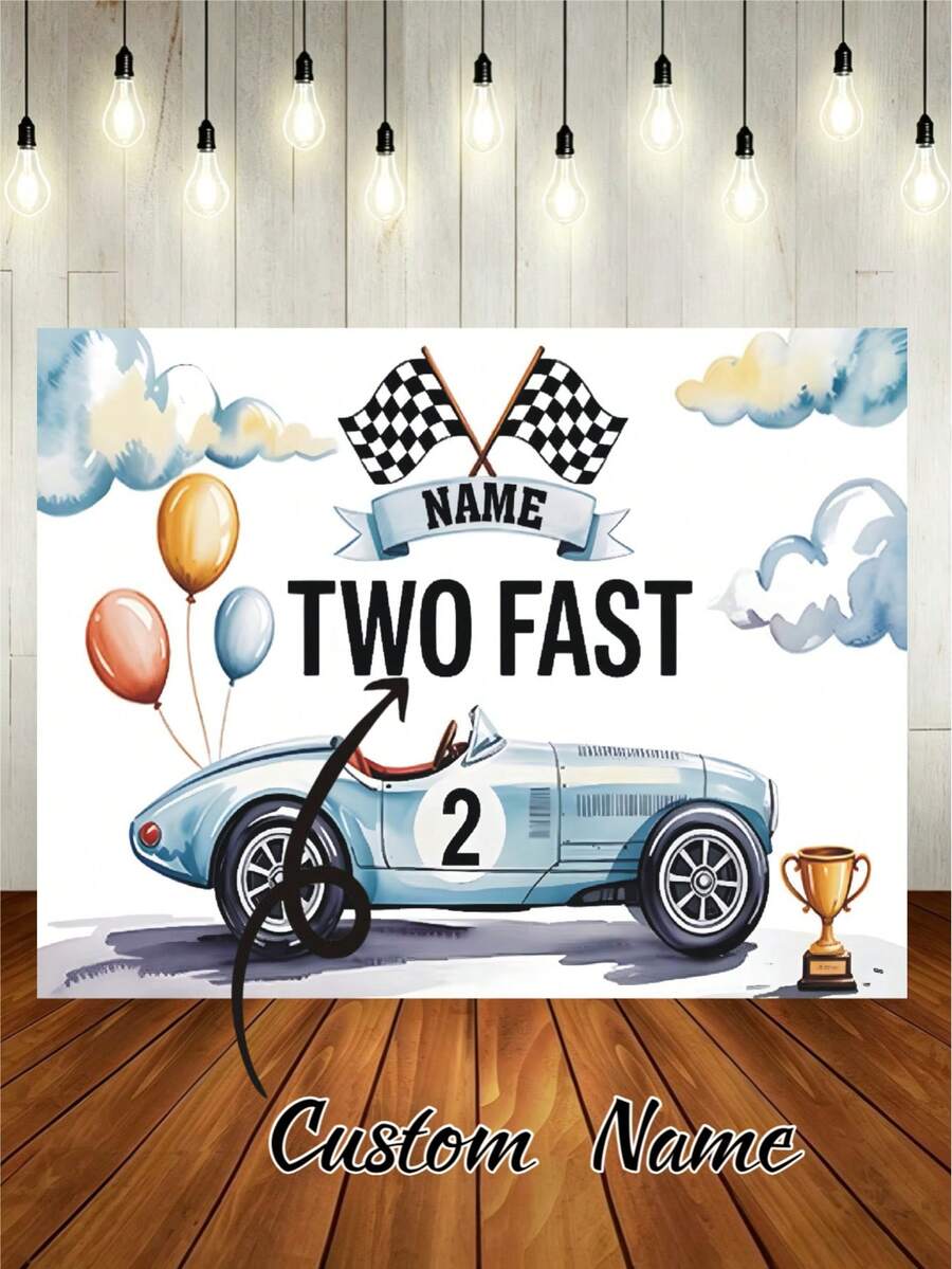 可客製化姓名賽車主題生日快樂背景布,適用於2歲生日賽車主題派對蛋糕砸碎肖像攝影背景,個性化生日姓名設計,乙烯基材質,多功能,耐用,防霉,高度裝飾性,精緻時尚,高品質,適用於辦公室、客廳、居家、花園、茶室、夏季假期及其他場合 - B - 查看 1