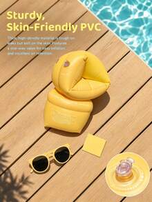 3-6 Years Old Children's Swimming Arm Floats, Macaron Color Inflatable Water Wings, Dual Air Chamber Buoyancy Sleeves, Suitable For Beginner Swimmers, PVC Swim Ring - Multicolor - View 1