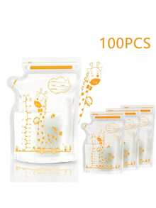 30pcs/60pcs/100pcs Baby Breast Milk Storage Bags Snack Bags Candy Bags, Leak-Proof Zipper Seal, Dual Scale, Cartoon Design - Multicolor - View 16