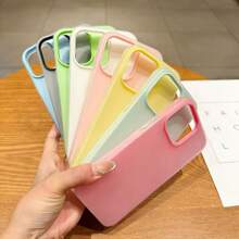 Dual-Color Contrast Camera Frame Matte Phone Case, Jelly 2-In-1, Semi-Frosted Anti-Fingerprint Shockproof Solid Color Protective Cover, Lightweight Soft Edge Shockproof Phone Case, Compatible With IPhone 17 16 15 14 13 Pro Max 12 Pro Max 11, Various Holiday Gifts - Pink - View 10