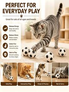 1/2/4pcs Cat Soccer Ball Toys - Interactive Rolling Ball, Suitable For Kittens And Adult Cats, Interactive Cat Toys, Self-Entertainment And Exercise For Cats And Kittens, Cat Toys, Indoor Entertainment - Multicolor - View 7