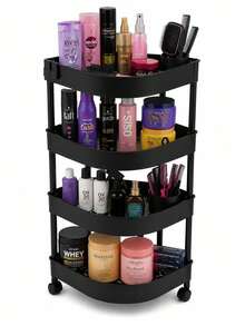 Black Corner Organizer Cart | 4-Tier Multipurpose Shelf - Black - View 3