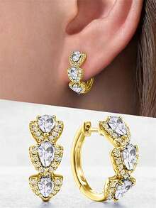 1 Pair Fashionable Cubic Zirconia Earrings, Jewelry For Women's Wedding Anniversary, Engagement Party, Valentine's Day Gift, Gift For Mom, Mother's Day - 1# - View 18
