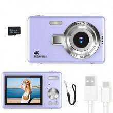 1 Unit Q12 Digital Camera, Comes With 64G Memory Card, 50MP 2.4" Screen, Portable Design, Rechargeable CCD Sensor, Multiple Filter Modes. Portable Anti-Shake Smart Zoom Digital Camera, Suitable For Outdoor Use. - Multicolor - View 13