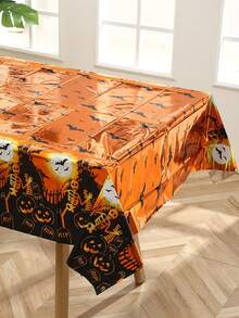 Mantel decorativo de Halloween, con huellas de manos ensangrentadas, telarañas, calabazas, patrones de calaveras, adecuado para decoración de fiestas de miedo, bromas, decoraciones de Halloween, montaje de escenas de Halloween, decoración del hogar de Halloween, decoración de casas embrujadas, creación de atmósfera de eventos de Halloween, suministros decorativos perfectos para Halloween - Talla única - Ver 9
