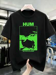 M En's Astronaut Graphic Pri Nt T-Shirt, Quality Fabric, Crew Neck, Comfortable Fit, Casual. - Black - View 2