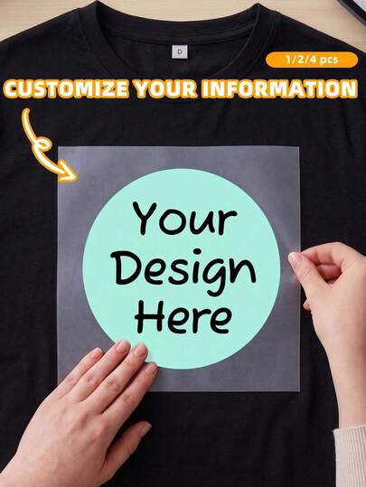 1/2/4pcs Customizable Heat Transfer Film, Personalized DTF Heat Transfer Film For Custom Photos, Text, Images, Chest Logo Heat Transfer Stickers, Decorative T-Shirt Customization, Home, Garden, Office, Tea Room, Travel, Storage, Unique Anniversary Gift, Ideal Gift For Friends, Father, Mother, Suitable For Wedding, Back To School, Christmas, Halloween Decoration Gifts