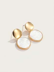 Altistry 1 Pair Alloy Dotted Shell & Resin Pendant Earrings For Women, Beach Party Gift, Also Available In Clip-On Style - Multicolor - View 2