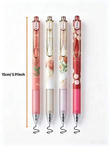 Set 4 Pulpen Ballpoint Tarik Motif Mawar Vintage - Tulisan Halus, Ujung Sedang, Tinta Hitam, Desain Ergonomis, Perlengkapan Alat Tulis yang Lucu, Cocok untuk Sekolah, Kantor, dan Penggunaan Sehari-hari - Sempurna untuk Kembali ke Sekolah, Halloween, Natal - pulpen - View 4