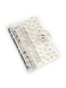 1 pieza Carpeta de hojas sueltas de PVC transparente con clip de papel de margarita pequeña A5, cuaderno de contabilidad de presupuesto impermeable, artículos de papelería esenciales para volver a la escuela, adecuado para almacenar fotos, pegatinas, tarjetas, recibos, facturas, notas, coleccionables, exámenes y fotografías. Artículos de papelería para volver a la escuela, adecuado para uso en el hogar, la oficina y los viajes, también adecuado para el almacenamiento de álbumes de fotos hechos a mano. - Multicolor - Ver 8