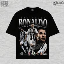 FIFA-Collection Cristiano Ronaldo T-Shirt - Vintage Ronaldo Signature Bootleg Shirt, Unisex Heavyweight Oversized Soccer Graphic T-Shirt, Premium Gift - 黑色 - 查看 7