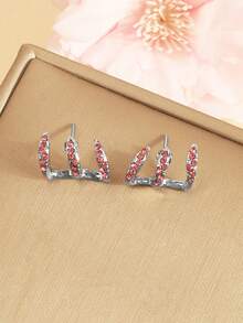 1 Pair Trident Curved Earrings, Shiny Luxury Design, Hypoallergenic, Perfect For Daily Wear, Music Festivals And Gifts - Multicolor - View 3