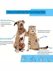 1pc Pet Massage Comb, Pet Deshedding Grooming Brush, One-Click Easy Removal Of Loose Undercoat For Dogs And Cats - Blue - View 6
