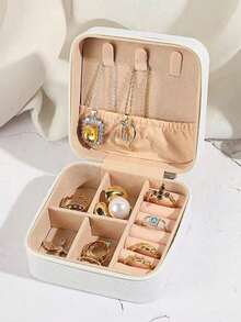 Large Capacity Jewelry Organizer Box, Travel Jewelry Storage Box, Cosmetic Organizer Box, Ring, Necklace And Bracelet Storage Box, Jewelry Display Box, Travel Storage Container, Travel Essential, Women's Gift, Holiday Gift. - Multicolor - View 14