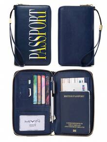 MIYIN Fashion Unique Creative Letter Pattern Passport Holder, RFID Anti-Theft Portable Zipper Travel Wallet With Wrist Strap, Can Store Credit Cards/ID Cards/Cash/Phone - Multicolor - View 17
