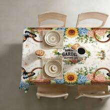 1pc Pastoral Floral Butterfly Pattern Tablecloth, Waterproof Stain-Resistant Dining Table Decor Cloth, Suitable For Kitchen, Dining Table, Coffee Table, TV Cabinet, Entryway, Party Holiday Decoration, Home Decor - Multicolor - View 3