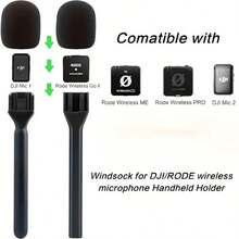 Microphone Handle Wireless Microphone Accessory Handheld Stick For Live Streaming, Video Recording, Outdoor Interview, Vlog, Podcast And News Reporting, Compatible With DJI Mic1/2, Rode Wireless GO II And Multiple Models Durable Wireless Microphone Holder Handle - one-size - View 1