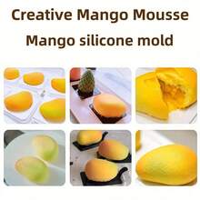 1個 6格 3D芒果造型矽膠慕斯蛋糕模具，不沾甜點巧克力果凍冰淇淋模具，DIY法式鏡面淋面蛋糕烘焙工具 - 彩色 - 查看 4