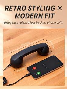 Retro Phone Handset For Type-C Devices Vintage Style Cell Phone Handset With Volume Control & Mic, Noise Reduction Wired Landline Handle Handset For Mobile Video Conferences,Calls,Meetings - View 6