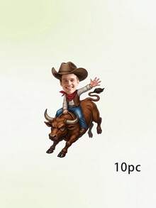 5/10/15 piezas Pancarta de vaquero occidental con foto personalizada, Pancarta de retrato personalizado de granjero montando animal de granja, Fiesta rústica de granero y campo, Decoración de pared de cumpleaños de granja y corral - Multicolor - Ver 7