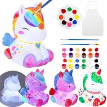 Pinta Tu Propia Lámpara, Lámpara de Unicornio Pintada, Kits de Pintura para Manualidades Infantiles, con Pinceles y Delantal, Regalos para Niños y Niñas - Unicornio - Ver 1