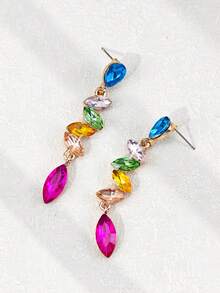 1 Pair Women's Elegant Exquisite Faux Crystal Long Earrings Suitable For Daily Wear (Card Is For Reference Only, Card Is Random) - Color - View 4