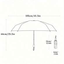 72-Rib Super Windproof Automatic Sun Umbrella, Unisex, Large Size, Rainproof, Sun Protection, UV Protection Folding Umbrella (Black), Suitable For Summer Cooling, Beach, Travel - A - View 3