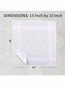 12pcs Men's Plaid White Handkerchiefs Large Striped Pocket Squares, Sweat-Absorbent Premium Vintage Plaid Handkerchiefs, Machine Washable - White - View 3