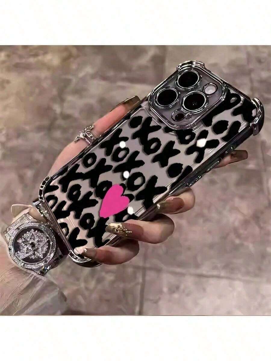 A Stylish Phone Case That Does Not Include A Lanyard Or Stand. Designed For 16/15/14/13/12/11 Xs Pro Plus. Luxury Case With A Clear Electroplated Finish, Drop Protection, Shockproof On All Four Corners, Protective Phone Cover, Black And Silver Color, XO Hot Fashion 07v-I060. - 黑色 - 查看 1