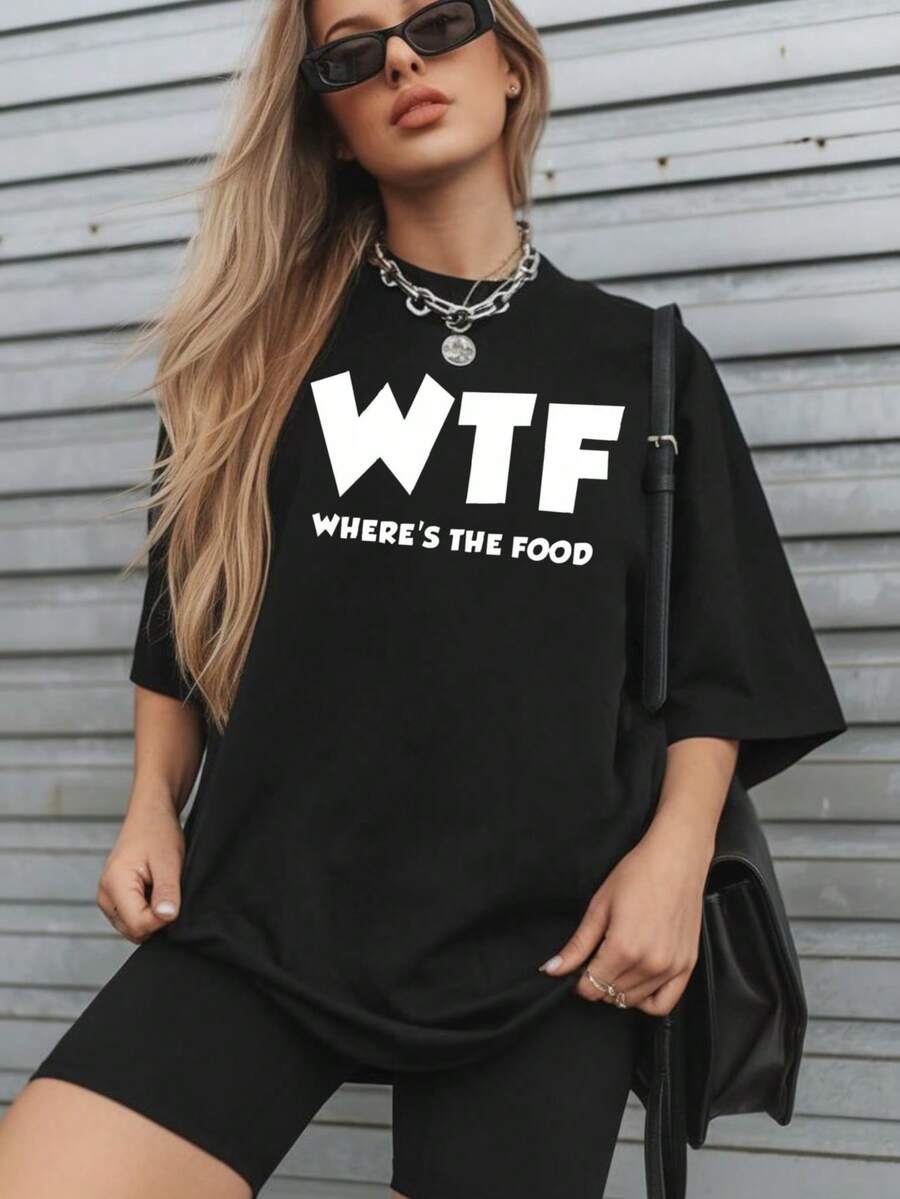 1pc Camisetas para mujer, Camisetas Para Hombre, cuello redondo, estilo urbano juvenil, estampado FCKS GIVEN con diseño de medidor, para jóvenes y adultos, ideal para uso casual y streetwear - Negro 2 - Ver 1