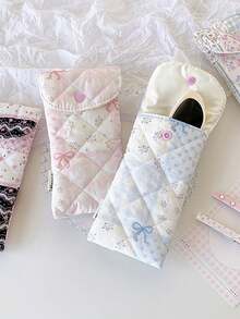Fashionable Korean-Style Ditsy Floral Eyeglass Bag; Quilted Patchwork Printed Eyeglass Case; Suitable For Fashion Glasses, Eyeglass Accessories Or As Decorative Pendant - Multicolor - View 6