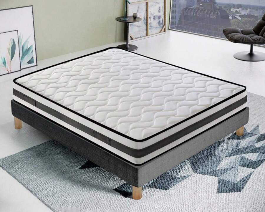 MATERASSIEDOGHE Memory Foam Mattress, 20 Cm Thick, 9 Differentiated Support Zones, H4 Firmness – Summer/Winter Side - White - View 1