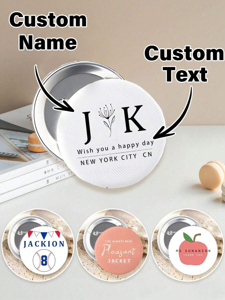 1/5/10/50/100/500pcs, Custom Your Design Button Badge Brooch, Custom Text/Logo/Photo Button Badge Brooch, (Size: 25mm/32mm/38mm/44mm/50mm/58mm/65mm/75mm)
