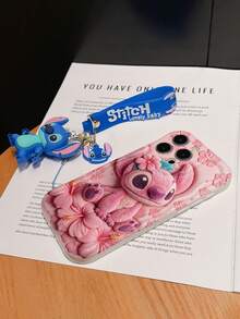 Disney Lilo And Stitch Phone Case : 3D Fluffy Pattern Border Protector Phone Soft Phone Case With A Free Cute Stitch Bracelet Chain Lanyard, Stitch, Lilo, Angel, For Apple 17 Promax 17 Pro 16 15 14 13 12 11 Pro Max XS Max X XR Soft Cover Summer Phone Case - 白色 - 查看 6