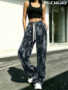 Celana Sweatpants Wanita Bahan Polyester dengan Kantong, Kain Rajut Sedikit Elastis, Celana Lari Kasual, Pakaian Olahraga, Cocok untuk Semua Musim Olahraga Musim Semi - MultiWarna - View 3