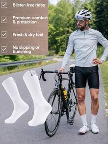 4 Pairs Crew Compression Cycling Socks For Men & Women, Suitable For Cycling, Running, Hiking Sport, Gym,Tennis, Golf, Working. - Multicolor - View 5