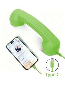 Retro Phone Handset For Type-C Devices Vintage Style Cell Phone Handset With Volume Control & Mic, Noise Reduction Wired Landline Handle Handset For Mobile Video Conferences,Calls,Meetings - View 16