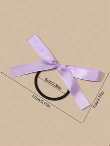 10 pièces Élastiques à cheveux avec nœud papillon violet, bandeaux minimalistes de mode pour femmes, élastiques pour queue de cheval, bandes en caoutchouc - Parme - Voir 2