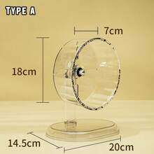 1pc Transparent Hamster Wheel With Stand, Silent Running Design, Detachable And Easy To Clean, Small Pet Activity Toy, Hamster Cage Accessory, Suitable For Hamsters, Gerbils And Mice, 3 Sizes Available, 2pcs Wheel A + Stand/1set - Multicolor - View 9