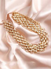 1 Gold Thick Chain Necklace For Teenagers - Multicolor - View 1