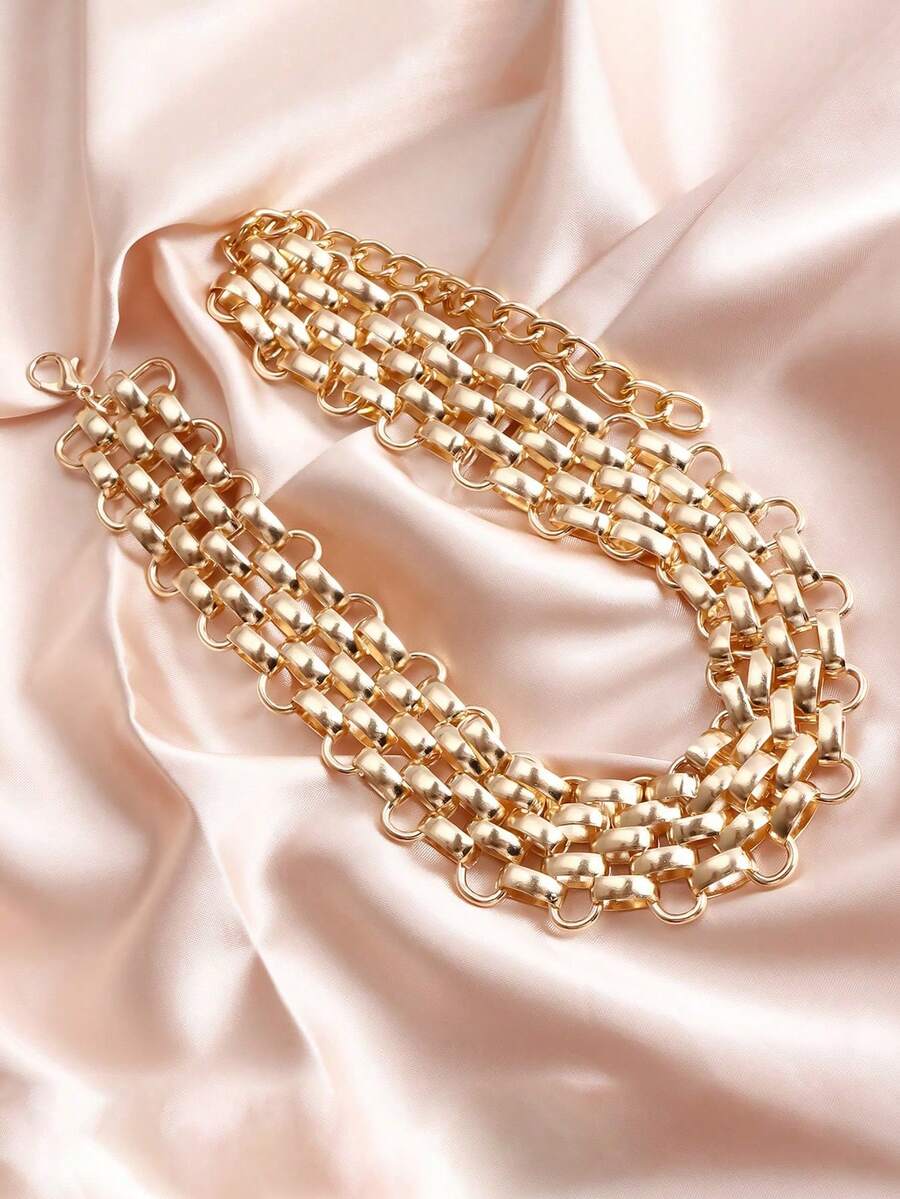 1 Gold Thick Chain Necklace For Teenagers - Multicolor - View 1