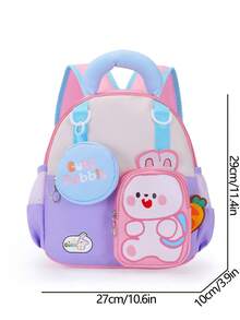 New Rabbit Pattern Student Backpack, Unisex, Lightweight And Minimalist, Suitable For School Or Travel - Purple - View 10