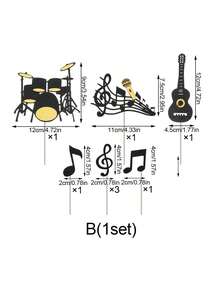 1 Set Music Cake Toppers, Musical Instruments And Notes Theme Cupcake Toppers, Suitable For Birthday, Musician Party, Welcome Party, Table Decor, Anniversary Supplies, Celebration Supplies, Theme Party Decoration - Multicolor - View 13