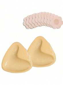 1 Pair Double-Sided Adhesive Breast Lift Pads, Breathable Silicone Triangle Breast Pads, Strong Lift, Reusable, Suitable For Bandeau Bras, Bikini Bras, Swimsuit Bras And Sports Bras, Comfortable And Invisible, Create Natural Breast Shape - Multicolor - View 8