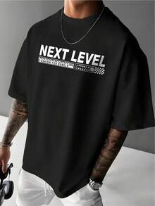 Patrón de ilustración de coche, carreras, desafíos de velocidad, adecuado para primavera y verano, unisex, camiseta de manga corta casual de moda de verano, diseño único, cuello redondo, ide - Negro - Ver 2