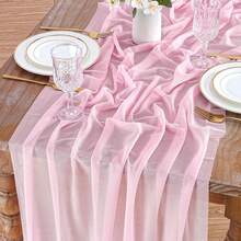 Light Pink Gauze Cheesecloth Table Runner Seasonal Fabric Kitchen Dining Wedding Holiday Table Decor For Home Party Indoor Outdoor Decorations - Baby Pink - View 2