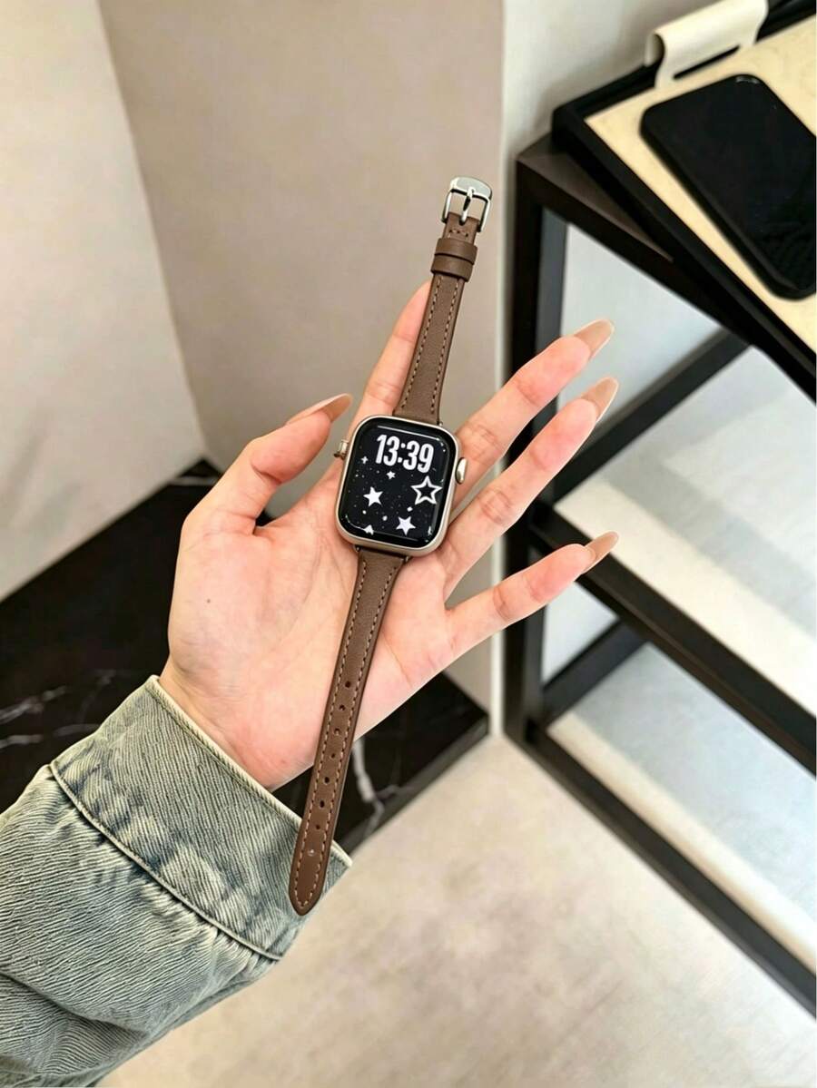 1件薄款PU環形錶帶,適用於Apple Watch女性款 38mm 40mm 41mm 42mm 44mm 45mm 46mm 49mm Series Ultra 11/10/9/8/7/6/5/4/3 SE - 灰棕色 - 查看 1
