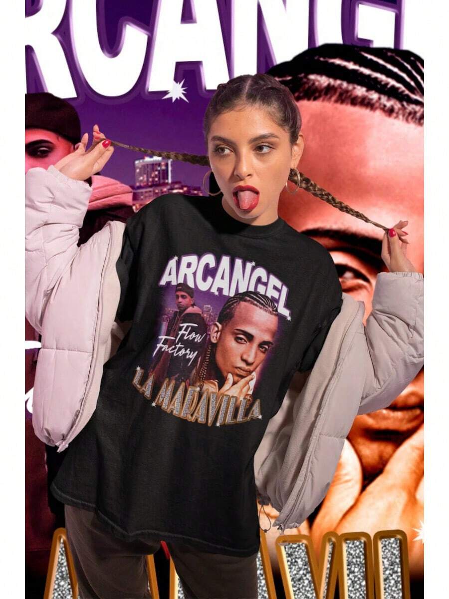 Camiseta Arcangel, Camiseta con Estampado Gráfico de Arcangel, Camiseta para Fans de Arcangel, Camiseta de Reggaeton, Mercancía de Reggaeton - Negro - Ver 1