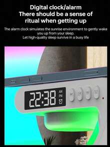 4-In-1 Wireless Charger + Ambient Light + Bluetooth Speaker + Alarm Clock, Multiple LED RGB Color Ambient Night Light With SD Card Slot Support, Suitable For Indoor And Outdoor Use - Black - View 8