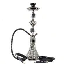 Set de narguile árabe de doble tubo y cuatro tubos, tamaño mediano, con tubo de vidrio mosaico y accesorios de metal. - maceta de mosaico blanca de tamaño mediano - Ver 2